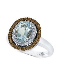 Chocolatier® Aquamarine (1-3/8 ct. t.w.) and Diamond (1/2 ct. t.w.) Ring in 14k White Gold