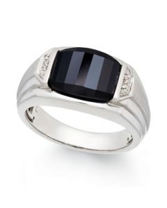 Men's Onyx (4-1/2 ct. t.w.) and Diamond Accent Ring in Sterling Silver