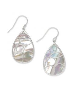 Mother of Pearl Caged Teardrop Earrings in Sterling Silver