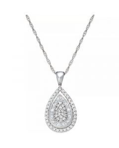 Diamond Teardrop Pendant Necklace (1/2 ct. t.w.) in 14k White, Yellow or Rose Gold, Created for Macy's