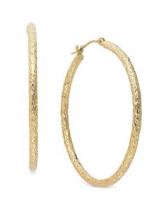 Diamond-Cut Hoop Earrings in 14k Gold, 1 1/3 inch