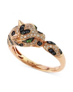 EFFY® Diamond (1/2 ct. t.w.) and Tsavorite Accent Panther Ring in 14k Rose Gold