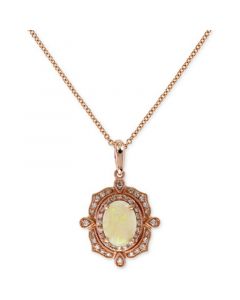 Diamond (1/6 c.t. t.w.) and Opal (5/8 c.t. t.w.) Pendant in 14K Rose Gold