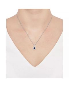 Sapphire (9/10 ct. t.w.) and Diamond Accent Pendant 18" Necklace in 14k White Gold (Also Available in Emerald)