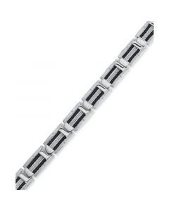 Men's Black and Grey Cable Bracelet in Stainless Steel