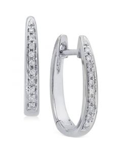 Diamond (1/10 ct. t.w.) Channel-Set Hoop Earrings in 14K White Gold