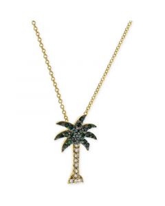 Seaside by EFFY® Green and White Diamond Palm Tree Necklace (1/10 ct. t.w.) in 14k Gold