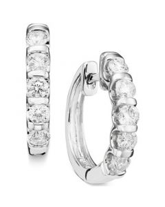 Channel-Set Diamond Hoop Earrings in 14k White Gold (1 ct. t.w.)