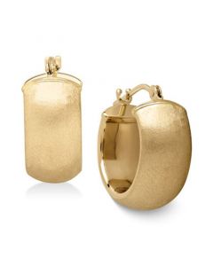 Satin Huggie Hoop Earrings in 14k Gold, 15mm