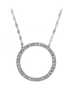 Diamond Circle Pendant Necklace (1/10 ct. t.w.) in 10k White Gold