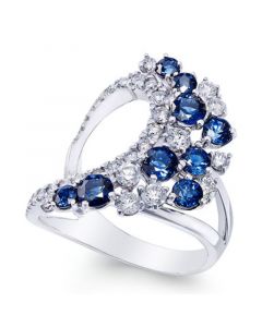 Sapphire (1-3/4 ct. t.w.) and Diamond (3/4 ct. t.w.) Drama Ring in 14k White Gold