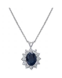 Sapphire (2-1/5 ct. t.w.) and Diamond (1 ct. t.w.) Necklace in 14k White Gold