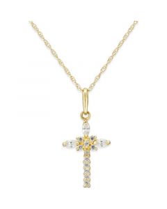 Cubic Zirconia Cross Necklace in 10k Gold