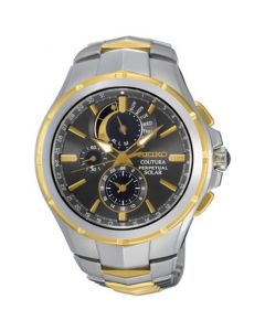 Men's Solar Chronograph Coutura Two-Tone Stainless Steel Bracelet Watch 44mm SSC376