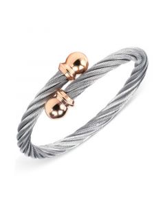 Unisex Celtic Two-Tone Cable Bangle Bracelet