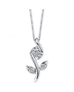 Sirena Diamond Flower Pendant Necklace (1/8 ct. t.w.) in 14k White Gold