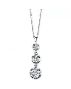 Diamond Three Stone Drop Pendant Necklace (1/2 ct. t.w.) in 14k Gold or White Gold