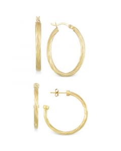 Set of Two Rope Hoop Earrings in 14k Gold Vermeil (Also in Sterling Silver)