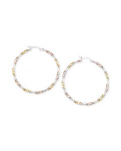 Diamond-Cut Hoop Earrings in 14K Tri-Tone Vermeil