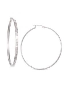 Diamond-Cut Hoop Earrings in 14K White Vermeil