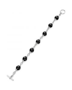 Onyx (10mm) Beaded Bracelet in Sterling Silver