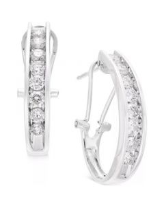 Diamond J Hoop Earrings (1 ct. t.w.) in 10k Gold or White Gold