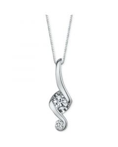 Proud Mom Diamond Swirl Pendant (1/10 ct. t.w.) in 14k White Gold