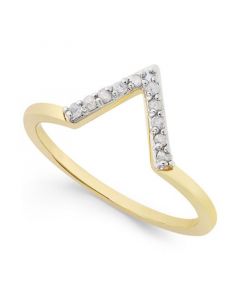 Diamond V Ring (1/10 ct. t.w.) in Sterling Silver or 18k Gold-Plated Sterling Silver