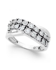 Diamond Two-Row Crossover Ring (1/4 ct. t.w.) in 10k White or Yellow Gold