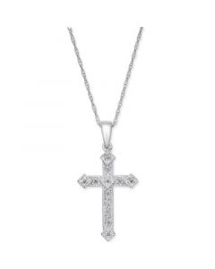 Diamond Cross Pendant Necklace (1/10 ct. t.w.) in 14k Gold or White Gold