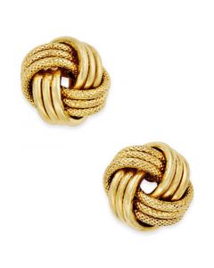 Love Knot Polished & Textured Stud Earrings in 14k Gold