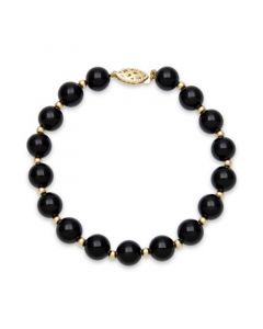 Onyx Bead Bracelet (8mm) in 10k Gold