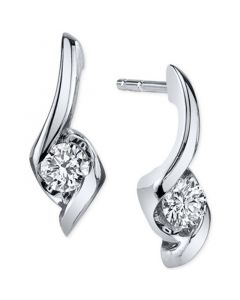 Diamond Twist Drop Earrings (1/8 ct. t.w.) in 14k White Gold