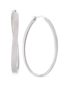 Satin-Finished Hoop Earrings in Platinum over Sterling Silver