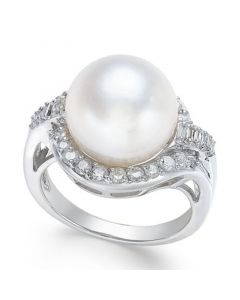 Cultured South Sea Pearl (12mm) and Diamond (5/8 ct. t.w.) Ring in 14k White Gold