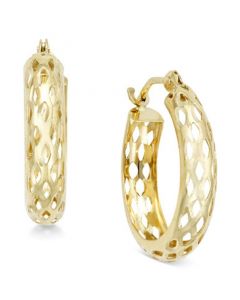 Diamond-Cut Mesh Hoop Earrings in 10k Gold