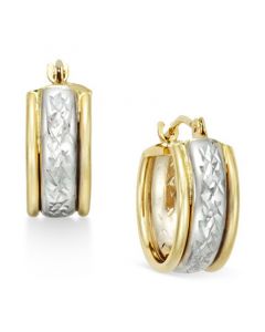 Diamond-Cut Hoop Earrings in 10k Two-Tone Gold