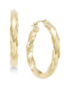 Square Twist Hoop Earrings in 10k Gold