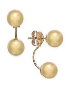 Double-Ball Drop Earrings in 10k Gold