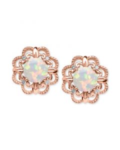 Opal (5/8 ct. t.w.) and Diamond Accent Earrings in 14k Rose Gold