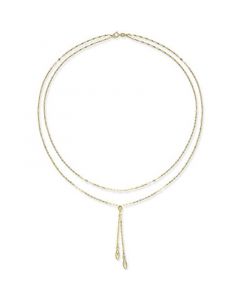 Double Layer 17" Lariat Necklace in 14k Gold