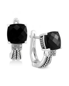 EFFY® Black Onyx (3-1/2 ct. t.w.) and Diamond Accent Earrings in Sterling Silver