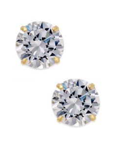 Cubic Zirconia Round Stud Earrings in 10k Gold