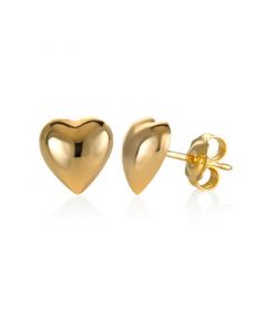 Dimensional Heart Stud Earrings in 10k Gold