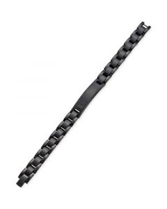 Men's Black Diamond Accent Link ID Bracelet in Black IP-Plated Stainless Steel