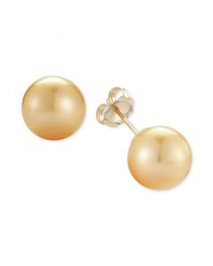 Cultured Golden South Sea Pearl Stud Earrings (9mm) in 14k Gold