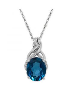 London Blue Topaz (4-3/4 ct. t.w.) and Diamond Accent Twist Pendant Necklace in Sterling Silver