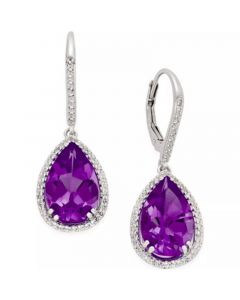 Amethyst (8 ct. t.w.) and White Topaz Earrings (1/2 ct. t.w.) in Sterling Silver (Also available in Blue Topaz)