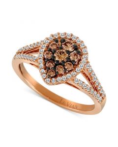 Chocolatier® Diamond Teardrop Split Shank Ring (3/4 ct. t.w.) in 14k Rose Gold