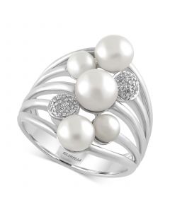 EFFY® Cultured Freshwater Pearl (4mm-6.5mm) and Diamond Accent Ring in Sterling Silver